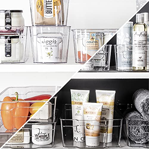 BINO | Stackable Storage Bins, Large - 2 Pack | THE STACKER COLLECTION | Clear Plastic Storage Bins | Built-In Handles | BPA-Free | Containers for Organizing Kitchen Pantry | Multi-Use Organizer Bins - size: Large