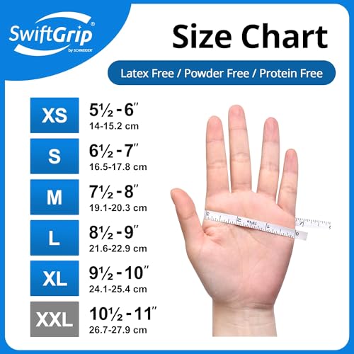 SwiftGrip Disposable Nitrile Exam Gloves, Blue, Latex Free, Medical Gloves for Cleaning, Food-Safe, Powder Free, Non-Sterile - size: X-Small