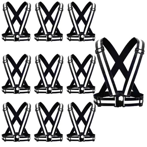 Reflective Safety Vest 2pcs - High Visibility Vest Adjustable Straps for Outdoor Jogging, Cycling, Walking and Riding - color: Black