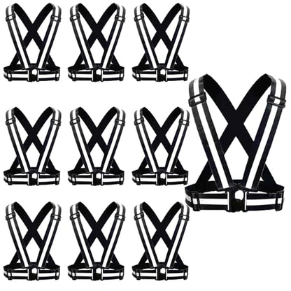 Reflective Safety Vest 2pcs - High Visibility Vest Adjustable Straps for Outdoor Jogging, Cycling, Walking and Riding - color: Black