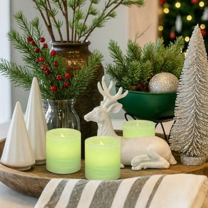 FURORA LIGHTING Green Marble Real Wax Votive LED Candles, 6-Pack - color: Green Flat Top, Real Wax