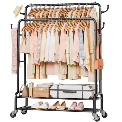 Homde Sturdy Garment Rack for Bedroom: 265 lbs Heavy Duty Clothes Organizer - color: Black, size: 44"