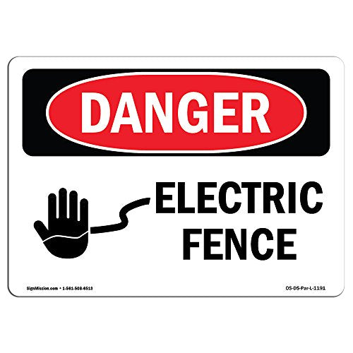 OSHA Danger Sign - Electric Fence | Decal | Protect Your Business, Construction Site, Warehouse & Shop Area | Made in The USA - size: 7" X 5" Decal