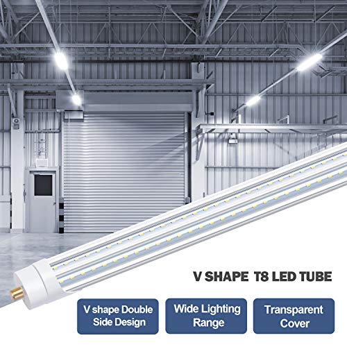 8FT LED Bulbs, 90W 6000K T8 T12 LED Tube Lights, FA8 Single Pin V Shaped LED Shop Lights, 270 Degree Angle, Replace Fluorescent Light Tubes,Ballast Bypass(6Pack) - color: 6000k