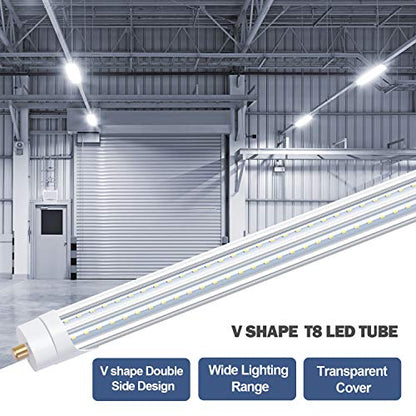 8FT LED Bulbs, 90W 6000K T8 T12 LED Tube Lights, FA8 Single Pin V Shaped LED Shop Lights, 270 Degree Angle, Replace Fluorescent Light Tubes,Ballast Bypass(6Pack) - color: 6000k