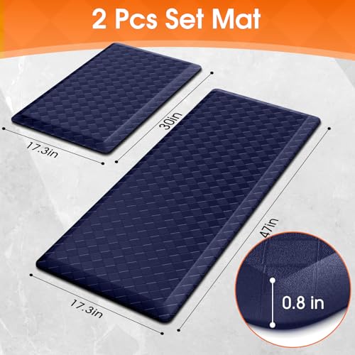 TranquilRelax 4/5 Inch Cushioned Anti Fatigue Kitchen Mats for Floor, Blue - color: Blue, size: 2-Piece | 28"+47" | Extra Thick
