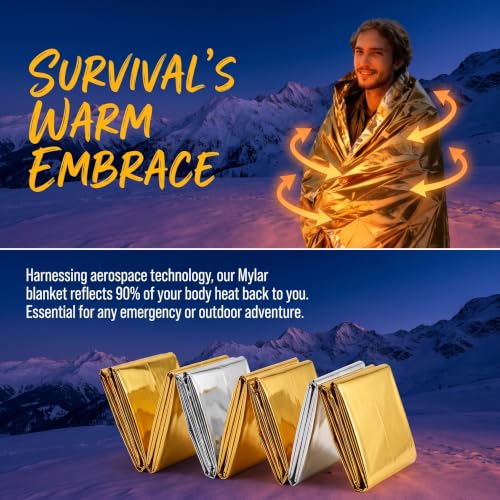 Emergency Blanket 12-Pack Double Sided Reflective Thermal