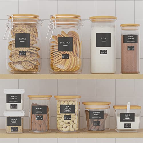 Neatsure 284 Pantry Labels with 112 Expiration Date Labels for Food Containers, Preprinted Stickers Booklet for Storage Bins, Minimalist Kitchen Labels for Organizing - style: Pantry Labels