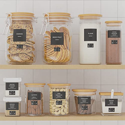 Neatsure 284 Pantry Labels with 112 Expiration Date Labels for Food Containers, Preprinted Stickers Booklet for Storage Bins, Minimalist Kitchen Labels for Organizing - style: Pantry Labels