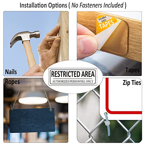 Restricted Area Sign Metal, (2 Pack) Authorized Personnel Only, 10" x 3.5" Do Not Enter Sign, Aluminum, Rust free, Fade Resistant,Weatherproof - color: Restricted Area Sign-01C