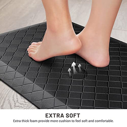 HappyTrends Kitchen Floor Mat - 4/5 Inch Thick Anti-Fatigue Kitchen Rug - color: Black, size: 39"L x 17.3"W x 0.8"Th