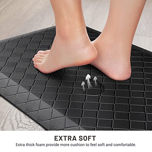 HappyTrends Kitchen Floor Mat - 4/5 Inch Thick Anti-Fatigue Kitchen Rug - color: Black, size: 60"L x 17.3"W x 0.8"Th
