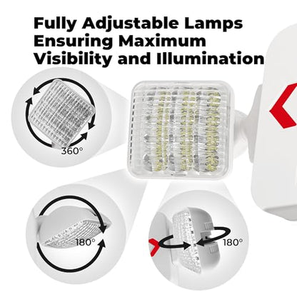 LFI Lights® Standard COMBO UL 924 Listed, Exit Sign with Emergency Lights, Remote Head Capabe, Red LED, White, 120/277VAC Hardwired with Battery Backup, Optional Double Face and Knock Out Arrows COMBO2-R-W-RH
