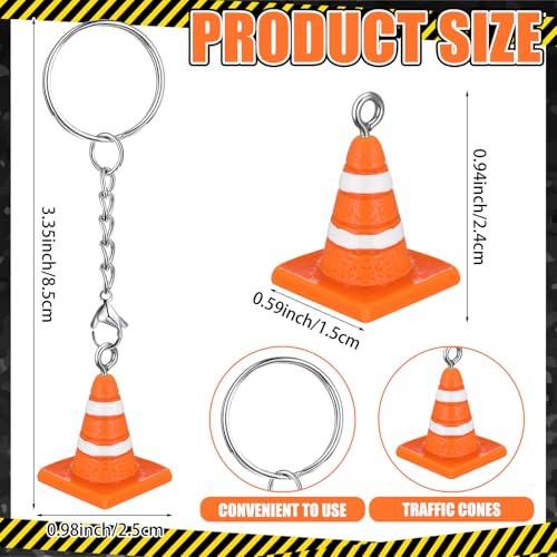 24 Pcs Resin Traffic Cone Keychain Bulk for Multipurpose Construction Theme Keychain Engineering Sports Activity (Orange) - color: Orange