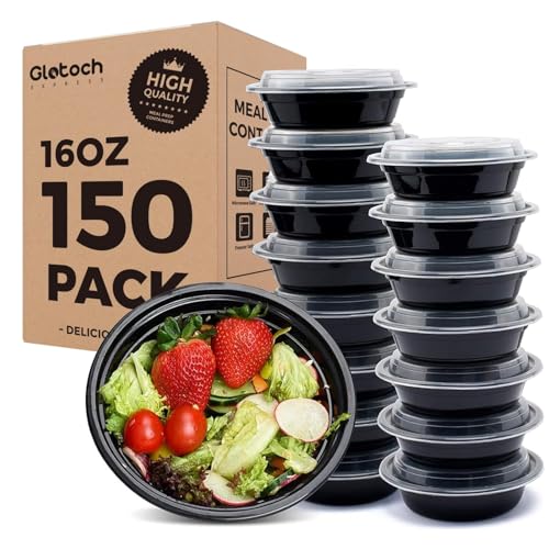 Glotoch Round Meal Prep Containers Bowls with Lids, 16 oz, 150 Pack - color: 16OZ-150Pack