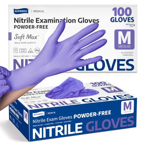 Supmedic Medical Soft Max Nitrile Disposable Gloves Powder-Free, Violet 100 - color: Medium (Blue Violet)
