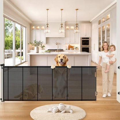 Pawtners Retractable Baby Gates, 34" Tall Extends to 80" Wide Dog Gate - size: 0-80" W x 34" H