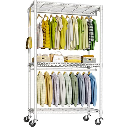 FUTASSI P3 Rolling Clothes Rack, Clothing Racks for Hanging Clothes, White - color: White, size: P3