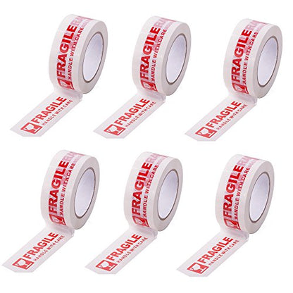 6Rolls Warning Fragile Tape Handle with Care 2Inx330Ft(110Yds) - color: 6Rolls