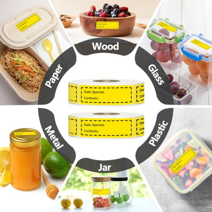 600 Pcs 1 X 3 inch Restaurant Quality Shelf Life Food Rotation Labels, Self-Adhesive Removable for Reusable Containers, Food Safety Date Sticker, Leftover Labels (2Roll-DateOpened-Yellow) - style: 2Roll-DateOpened-Yellow