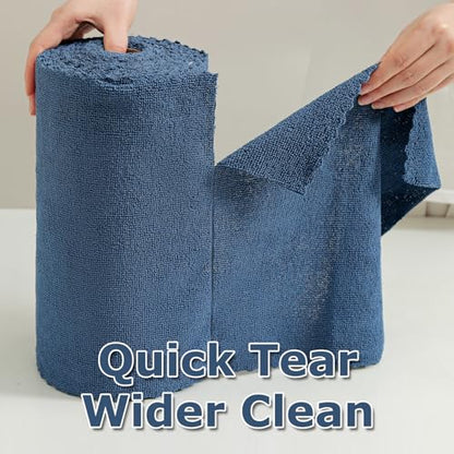 Jessy Home 80 Pack Microfiber Cleaning Cloth Roll Reusable Paper Towels 12"x12" Tear Away Cloth, Microfiber Towels for Cars, Wash Cloths, Lint Free Rags for House,Kitchen,Window,Cleaning Supplies - color: Navy Blue