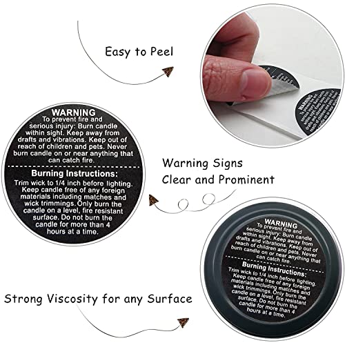 1500 Pcs Candle Warning Labels,1.5inch Candle Jar Container Stickers - color: Black