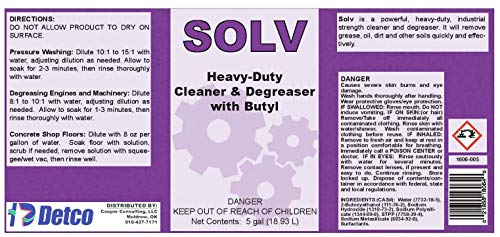 DETCO- Solv Industrial Strength Cleaner & Degreaser - Biodegradable, Highly Concentrated, Non-Flammable, Easy-to-Use