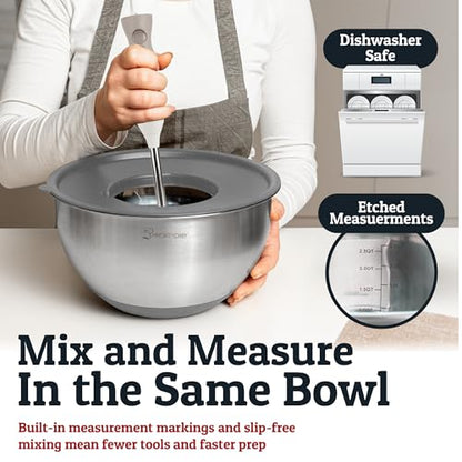 28pc Stainless Steel Mixing Bowls with Lids Set, 1.5-5 Qt, Grey - color: Utensils - Grey