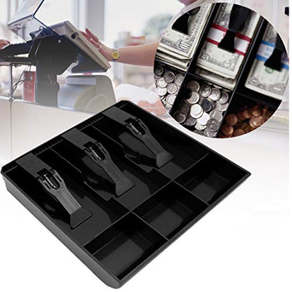 Cash Register Drawer Insert Tray 3 Bill/3 Coin Compartments with Plastic Clip for Money Storage, Black - size: 3 Bill/3 Coin