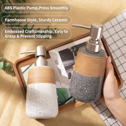 Ceramic Hand Soap Dispenser, 15 Oz Liquid Soap Dispenser for Bathroom Countertop Dish Soap Dispenser for Kitchen Sink, Bathroom Lotion Bottle Dispensers Farmhouse Kitchen Decor, White - size: 1 x 15 Oz White Soap Dispenser