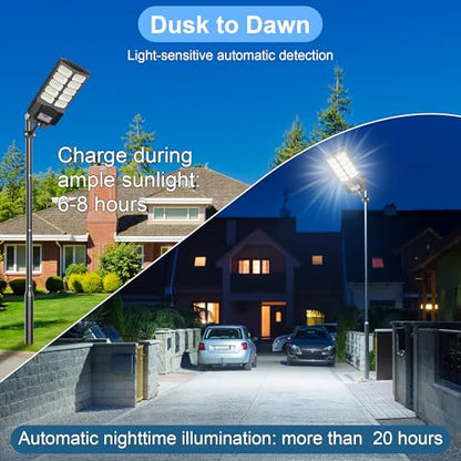 Solar Street Lights Outdoor Waterproof - Commercial Outdoor Solar Light, Fast Charging, 120pcs High Brightness LED Solar Parking Lot Lights Dusk to Dawn - size: L-1Pack