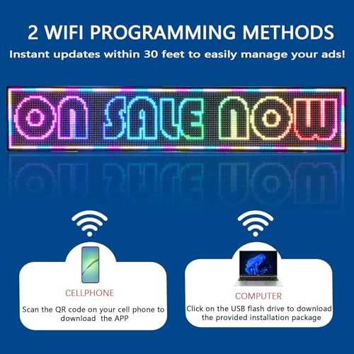 HS Led sign Outdoor Digital Programmable Open Neon Scrolling P10 77''x14''