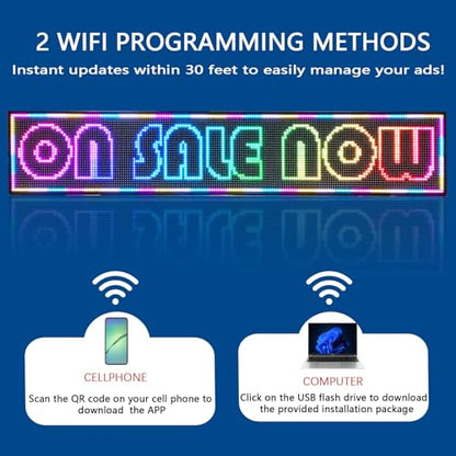 HS Led sign Outdoor Digital Programmable Open Neon Scrolling P10 77''x14''
