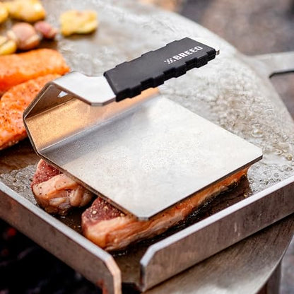 Breeo Griddle Press 2.6 lbs - Heavy-Duty Stainless Steel Smash Burger Press