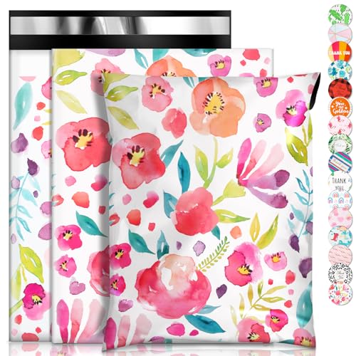 Oududianzi Poly Mailers 12x15.5 100PCS, Shipping Bags for Clothing, Thick Mailers Poly Bags for Shipping, Self-Seal Mailing Bags, Polymailers Packaging Bags for Small Business and Clothes - color: Floral, size: 12x15.5 - 100Pack