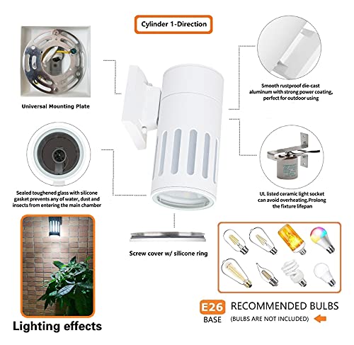 Outdoor Wall Lantern, Waterproof Exterior Lighting Fixture - color: Cylinder (White B)