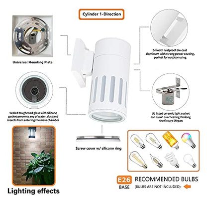 Outdoor Wall Lantern, Waterproof Exterior Lighting Fixture - color: Cylinder (White B)