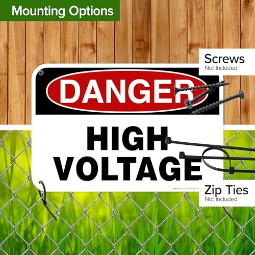 Danger High Voltage Sign, 12x18 Inches, 55 mil thick HDPE (high density - size: 12x18 - Polyethylene
