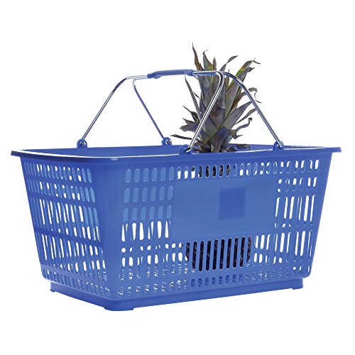 HUBERT Blue Plastic Shopping Basket 32 Liter - 20"L x 14"W x 9 3/8"D