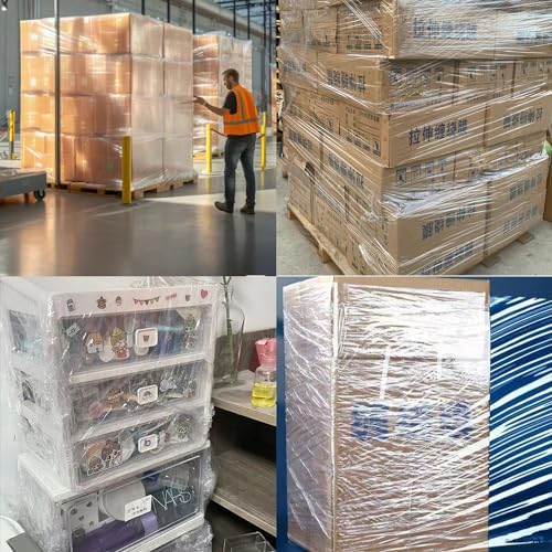 CHUANGSEED Stretch Film 12 in x 1000 ft Moving Wrapping Plastic Shrink Film Strength Stretch 80 Gauge Durable Industrial Strength,Clear,4 Pack - color: Clear, size: 4 PACK