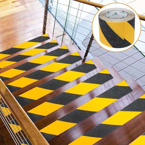 BOMEI PACK Anti Slip Traction Tape, 4 Inch x 16 Foot - Best Grip, Friction, Abrasive Adhesive for Stairs, Tread Step, Indoor, Outdoor (4" X 16') (Yellow and Black) - color: Yellow and black