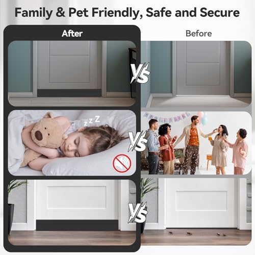 Ohuhu Wide 3.4" Door Draft Stopper, 1.4" Adhesive Weather Stripping Seal - color: Black, size: 39"L x 3.4"W