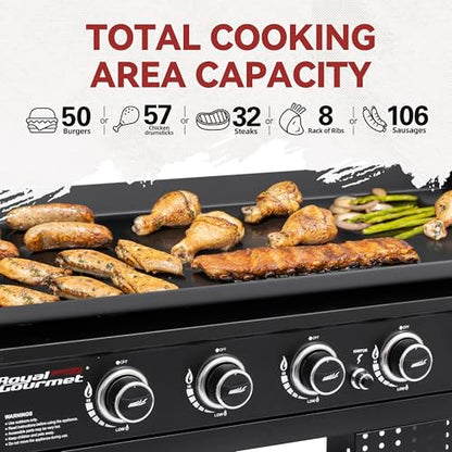 Royal Gourmet GB6000 6 Burner Propane Gas Griddle with Folding Side Tables