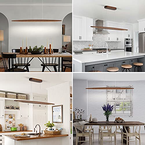YISDESIGN 51" Wood Linear Pendant Light Wood Dining Room Light Fixture Modern Pool Table Lights Kitchen Island Lights for Dining Room Bar Kitchen Island Walnut Color - color: Walnut, size: 51in