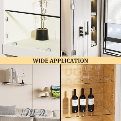 Alise Glass Shelf Brackets, Fits 8–12 mm Glass for Shower Use, 2 Pack - color: Polished Chrome