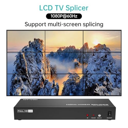 MT-VIKI Video Wall Controller 3x3, HDMI Video Wall Support UHD 4K Input & 1080P Output for 9 TV Splicing Display, 9 Channel Video Wall Processor - style: 3x3