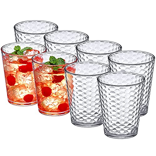 Amazing Abby - Snowflake - 16-Ounce Plastic Tumblers (Set of 8), Clear Reusable Plastic Drinking Glasses, Stackable, BPA-Free, Shatter-Proof, Dishwasher-Safe - style: All-Clear, 16 oz