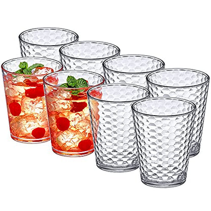 Amazing Abby - Snowflake - 16-Ounce Plastic Tumblers (Set of 8), Clear Reusable Plastic Drinking Glasses, Stackable, BPA-Free, Shatter-Proof, Dishwasher-Safe - style: All-Clear, 16 oz