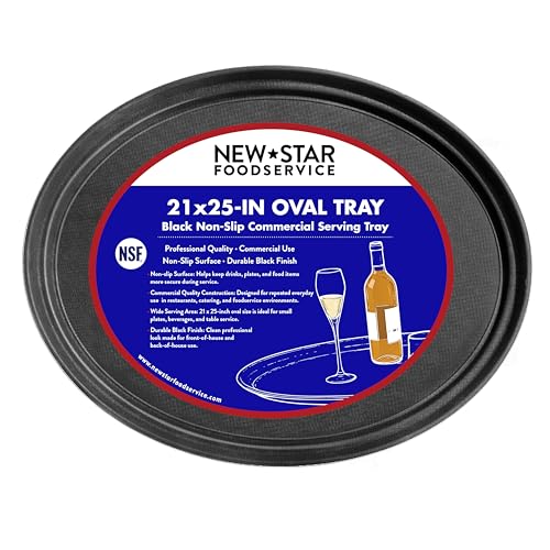 New Star Foodservice Non-Slip Tray, Oval, 21 x 25-Inch, Black - color: Black, size: 20.5-Inch x 25.25-Inch x 0.7-Inch