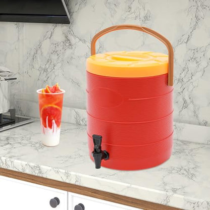 Stainless Steel Beverage Dispenser Insulated Container with Faucet Cooler with Drink Dispensers Cold and Hot Drink Dispenser for Milk Tea, Juice, Coffee 6.6 Gal Capacity (Red) - color: Red, size: 25L